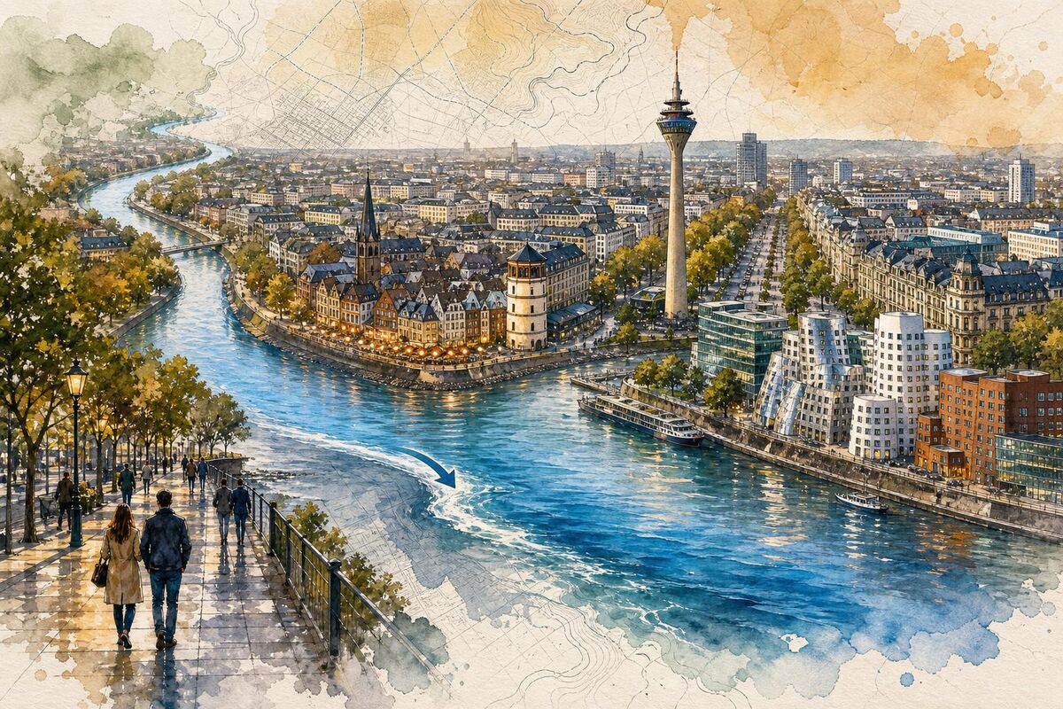 Rhein oder Düssel: Lage von Düsseldorf und schnelle Erklärung
