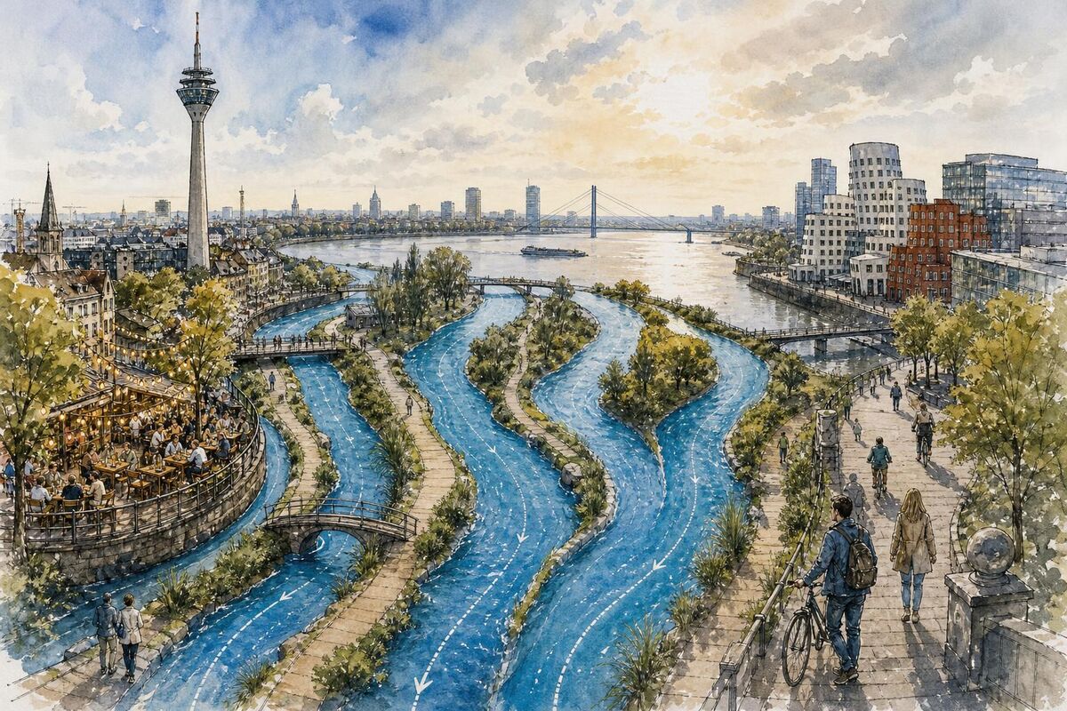 Vier Düssel-Mündungen in Düsseldorf: Entfernungen & Highlights