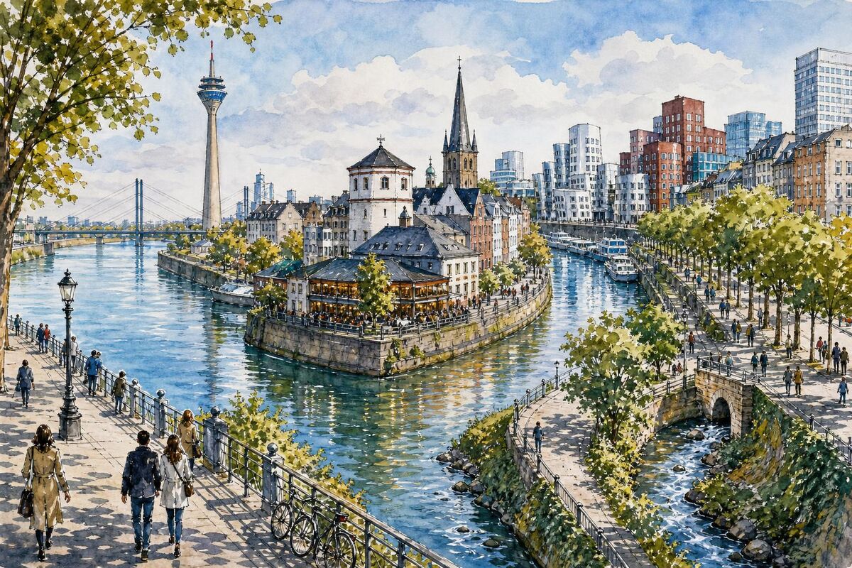 Übersicht: Düssel, Itter, Angerbach und weitere Gewässer in Düsseldorf