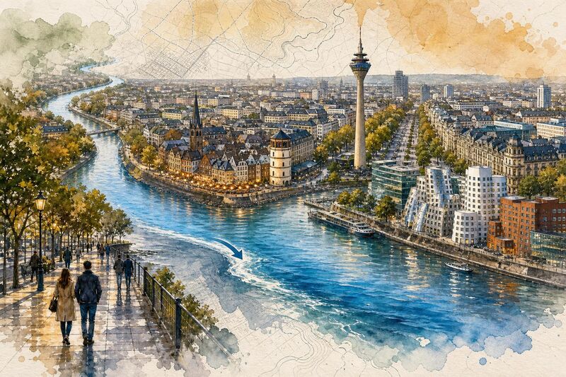 Rhein oder Düssel: Lage von Düsseldorf und schnelle Erklärung