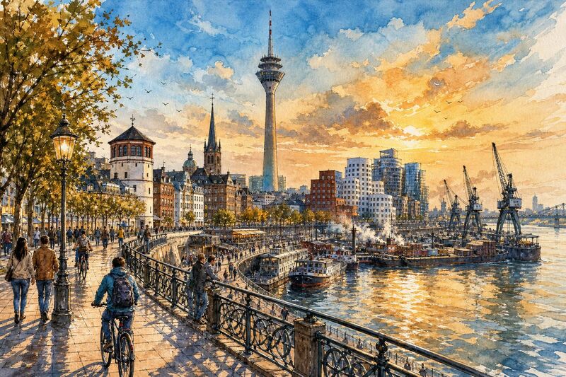 Stadtgeschichte Düsseldorf: Handel, Hafen und Rheinufer in Kürze