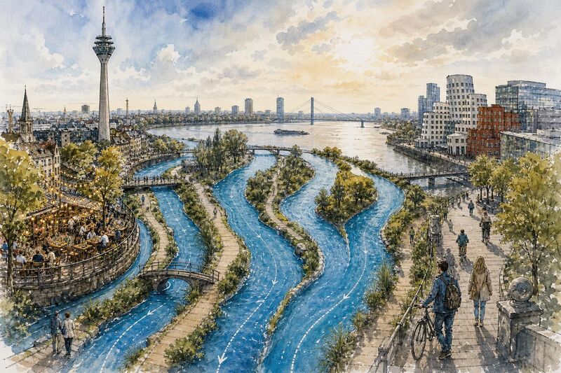 Vier Düssel-Mündungen in Düsseldorf: Entfernungen & Highlights
