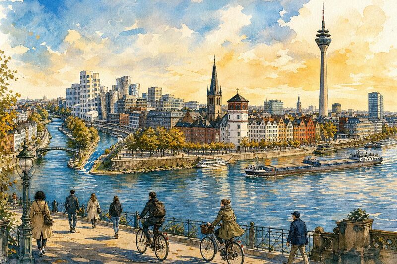 Lage von Rhein und Düssel in Düsseldorf – einfach erklärt