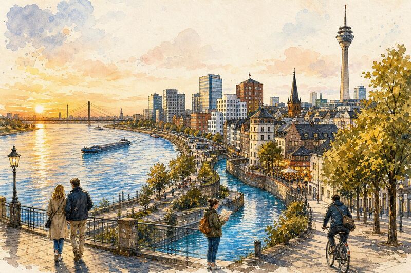 Rhein oder Düssel: Einfache Lageerklärung für Düsseldorf-Besucher
